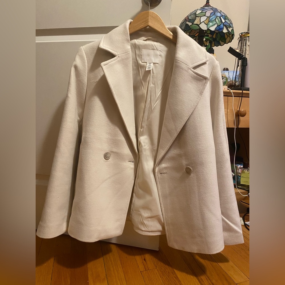 H&M Cream Short Pea Coat